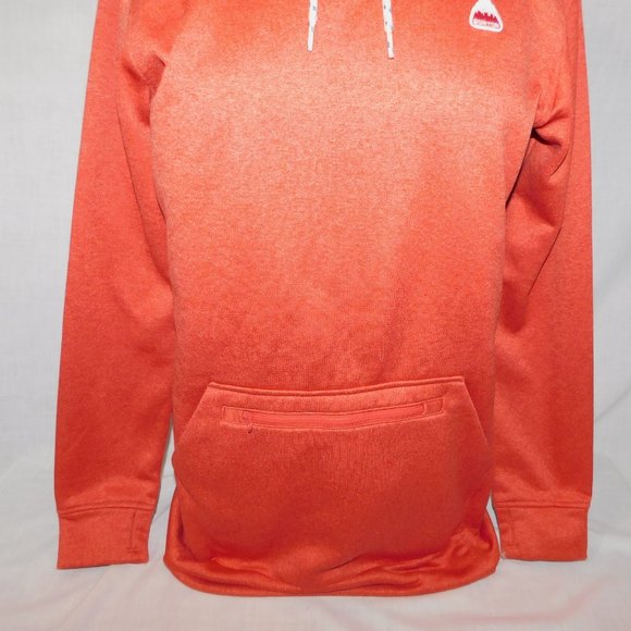BURTON Women M OAK LONG Pullover Technical Hoodie Sweatshirt Cranberry Orange - Picture 7 of 14